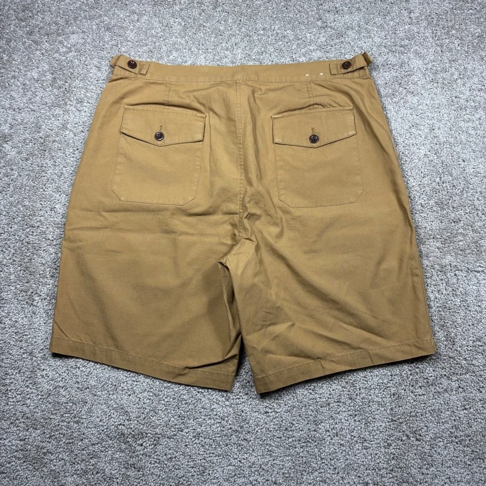 Wallace & Barnes Mens Pleated Officer Short Khaki Tan Cotton L5860 Size 34